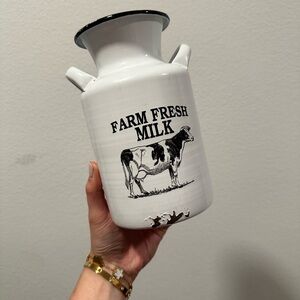 Farm Fresh Milk White Decorative Milk Can